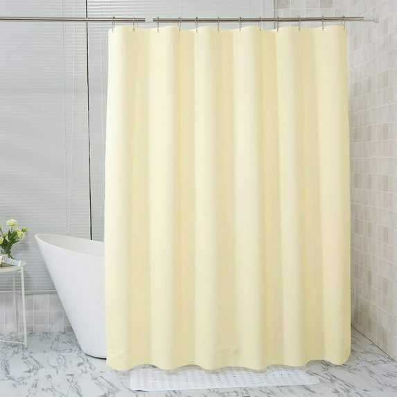 Beige Shower Curtain Liner with 12 Metal Hooks Light Weight PEVA Shower Liner 72x72 Inches, Waterproof Shower Curtain for Bathroom