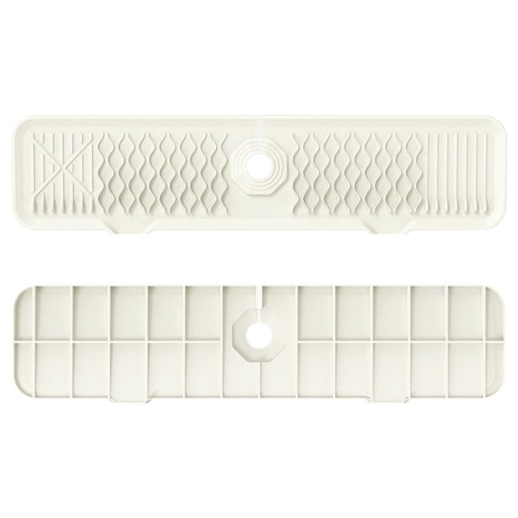 Beige Silica gel Kitchen Sink Faucet Mat, Faucet Drip Catcher Splash Guard, Quick Dry Countertop Drain Pad, Sink Water Guard Mat for Kitchen Accessories