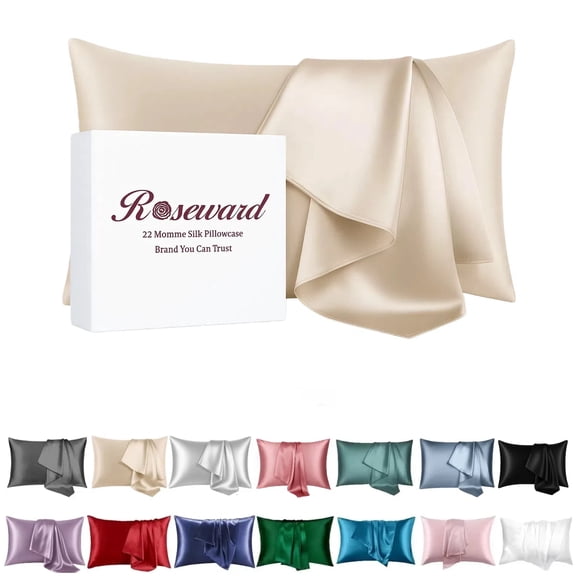 Beige Silk Pillow Cases Queen, 100% Mulberry Silk Pillowcase for Hair and Skin Made in USA, 22 Momme Silk Pillow Cover with Zipper, Anti Acne, Soft, 1 Pack 20"x30"