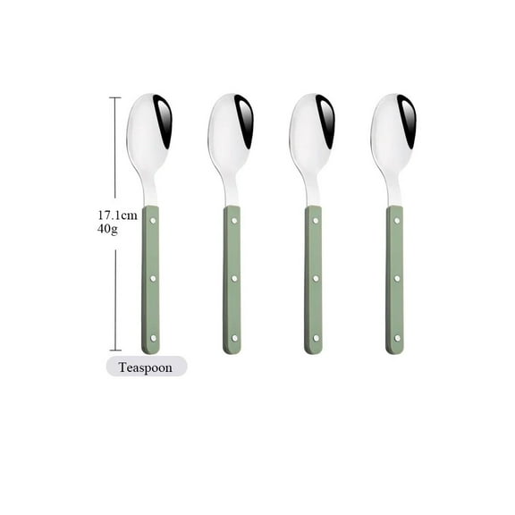 Beige Silver 4/16Pcs Dinnerware Acrylic Handle Knife Fork Spoon Set Stainless Steels Cutlery Set Western Dinner Kitchen Flatware