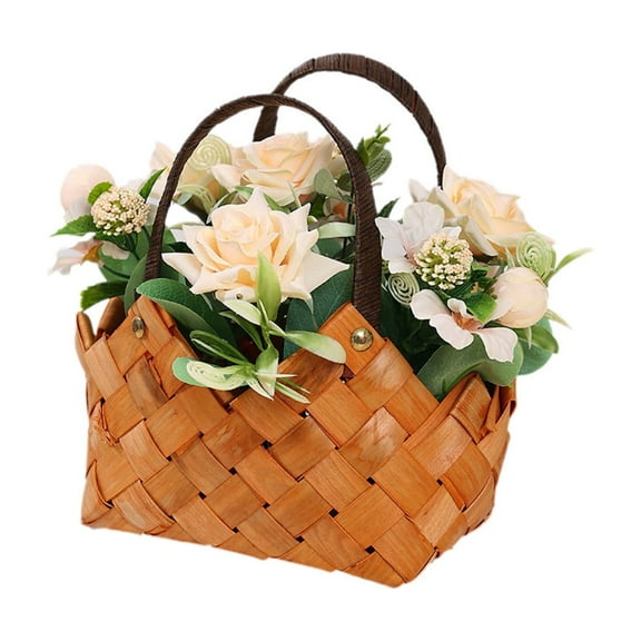 Beige Simulation Flower Arrangement With Basket For Wedding Props Natural Look And Versatile Placement