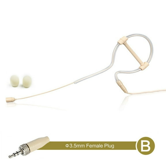 Beige Single Ear Hook Headset Mic Headworn Microphone 3.5Mm 3/4 Pin Xlr -Plug Hand-Free Operation With Microphone Cover