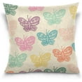 thumbnail image 1 of Beige Sketch Butterflies Velvet Plush Throw Pillow Cushion Case Cover - 18" x 18" - Invisible Zipper Home Decor Floral for Couch Sofa No Pillow Insert, 1 of 5