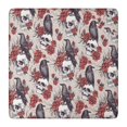thumbnail image 1 of Beige Skull Crow Flower Pattern Square Fitted Tablecloth with Elastic Edge,Square Table Cover,Washable Elastic Table Cover for Home Kitchen Party Decor 36"x36", 1 of 6
