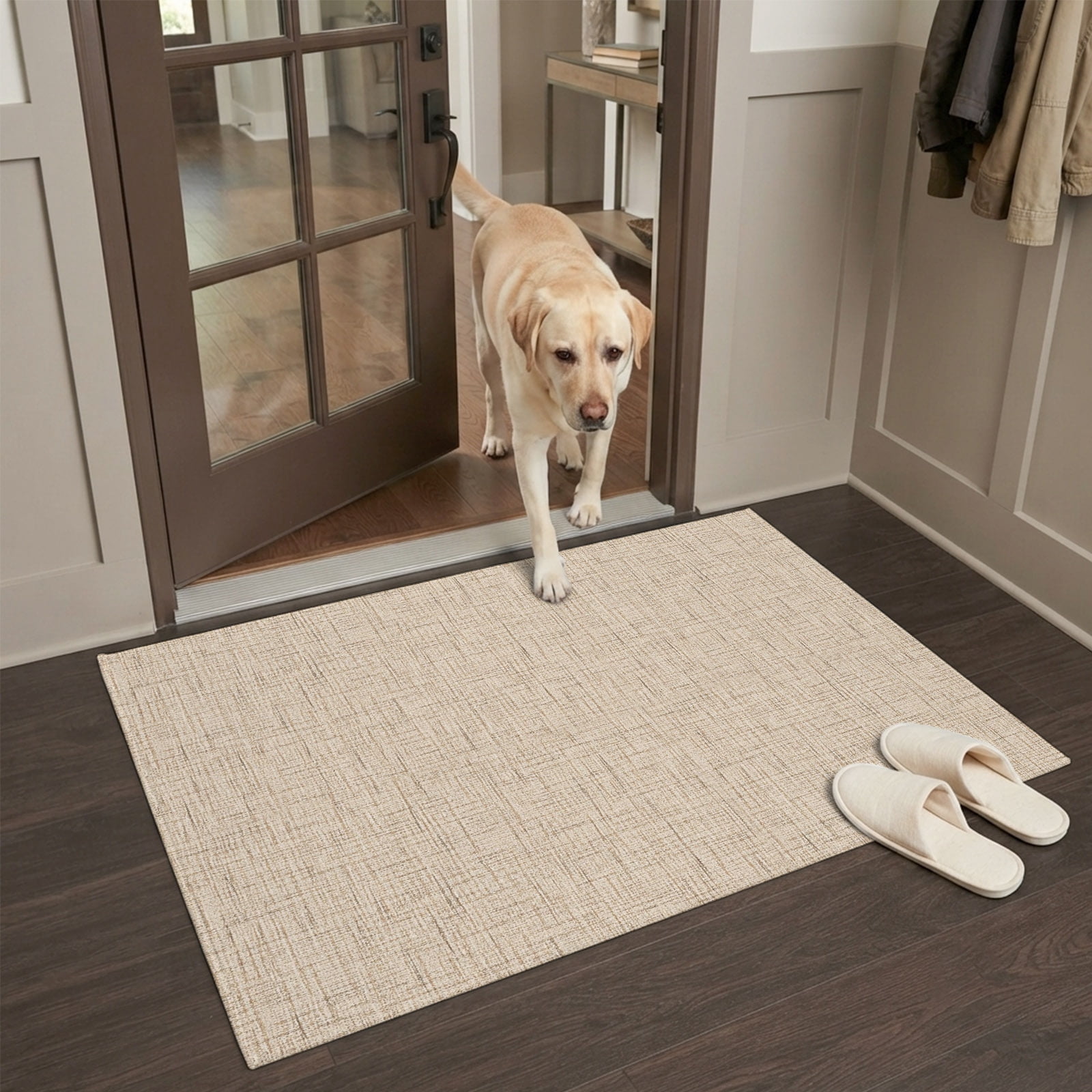Beige Small Area Rugs 2x3 Vintage Minimalist Woven Texture Entryway ...