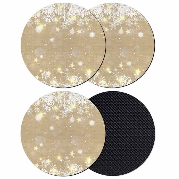 Beige Snowflake Christmas Coasters Set of 4, Absorbent Coasters for Drinks, Winter Xmas Snowflake Farmhouse Coaster for Desk Coffee Table Protection, Home Decor House Warming Gifts 4"