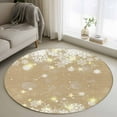 thumbnail image 1 of Beige Snowflake Christmas Round Rug 3ft Washable Circle Entryway Rugs Non Slip Winter Xmas Snowflake Farmhouse Area Rug Indoor Floor Carpet for Bedroom Kitchen Living Room Office Dining Room Nursery, 1 of 8