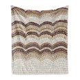 thumbnail image 1 of Beige Soft Flannel Fleece Blanket, Gradient Colored Mosaic Waves Setting Antique Roman Royal Dated Retro Patterns, Cozy Plush for Indoor and Outdoor Use, 50" x 70", Beige Brown Tan, by Ambesonne, 1 of 5