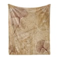 thumbnail image 1 of Beige Soft Flannel Fleece Blanket, Small Large Ginkgo Leaves Pattern Dramatic Dated Fossil Maidenhair Tree Nature Art, Cozy Plush for Indoor and Outdoor Use, 50" x 60", Beige Brown, by Ambesonne, 1 of 6