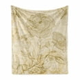 thumbnail image 1 of Beige Soft Flannel Fleece Throw Blanket, Various Sized Flourishing Roses and Butterflies Spring on Grungy Background Retro, Cozy Plush for Indoor and Outdoor Use, 50" x 70", Mode Beige, by Ambesonne, 1 of 5