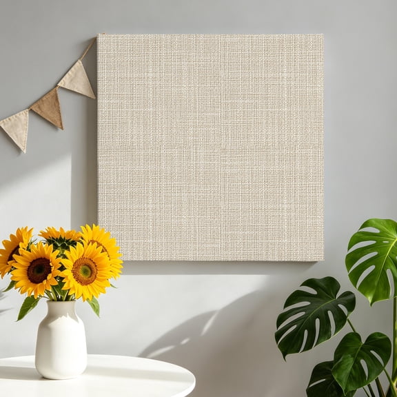 Beige Solid Canvas Wall Art, Minimalist Cloth Cream Khaki Linen Texture Rustic Pictures Wall Decor Wooden Framed Artwork Art Prints for Living Room Hallway Bedroom Office 8"x8"