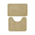 thumbnail image 1 of Beige Solid Color Bath Mat 2-Piece Set 16x24 Inch+20x16 Inch Absorbent Non-Slip Bathroom Rug, 1 of 6