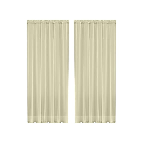 Beige Solid Color Double String Polyester Curtain Sheers Semi Sheer Curtains Rod Pocket Style Window Curtain Beige 83.86X51.97 Inch