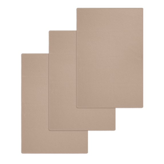 Beige Solid Color Kitchen Dish Towels for Drying Dishes Set of 3, Aesthetics Contemporary Luxury Waffle Weave Microfiber Hand Tea Bathroom Towels Quick Dry & Absorbent Towel 15.7x23.6