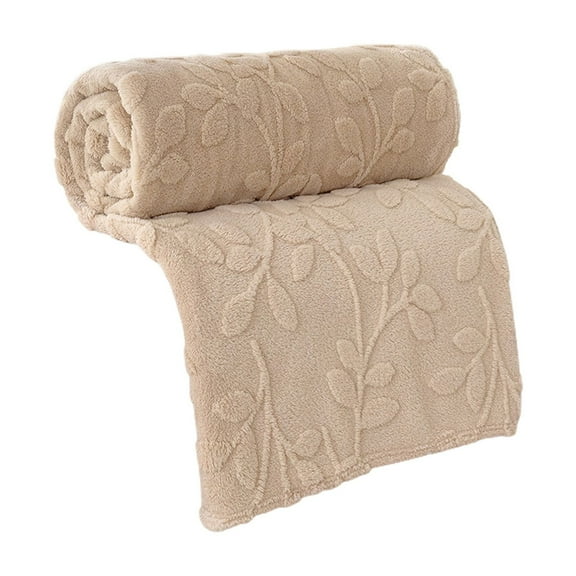 Beige Solid Color Winter Blanket Taffeta Jacquard Throw For Nap Office Sofa Bed, Warm Cozy Multifunctional Blanket For Cold Weather, Beige