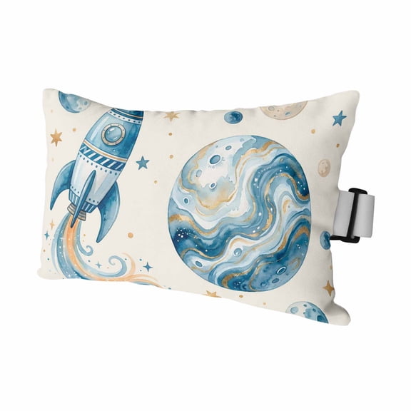 Beige Space Rocket Outdoor Pillows for Chaise Lounge Chair Waterproof Lumbar Pillows with Insert&Adjustable Elastic Strap Beach Headrest Pillow Modena Abstract Universe Planet Pool Pillow 11"x16"