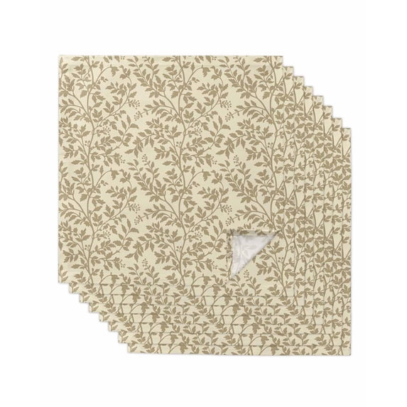 Beige Spring Floral Cloth Napkins Set of 8 Reusable Dinner Napkins, Farmhouse Flowers Elegant Pastoral Cocktail Napkin Washable Table Napkins for Wedding/Holiday Party/Baby Shower 20"x20"