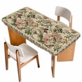 thumbnail image 1 of Beige Spring Floral Table Cloths for 4 Foot Rectangle Tables, Elegant Pastoral Flowers Birds Watercolor Patio Waterproof Elastic Fitted Tablecloths, Washable Rectangular Table Cover for Camping, 1 of 8