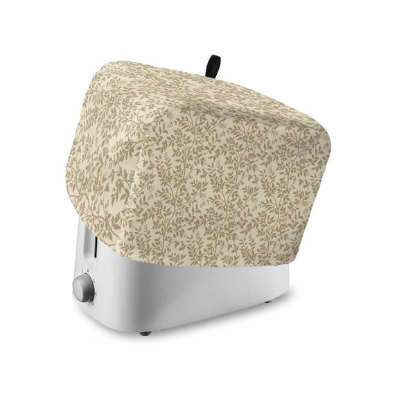 Beige Spring Floral Toaster Cover 2 Slice, Small Kitchen Appliance Covers, Farmhouse Flowers Elegant Pastoral Toaster Oven Cover with Loop, Bread Machine Cover Polyester Dust Cover Protection