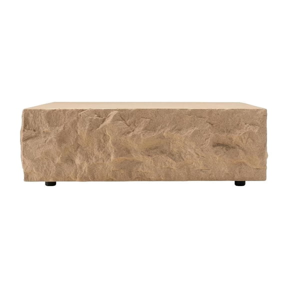 Beige Square Coffee Table with Fiberglass Construction and Modern Design