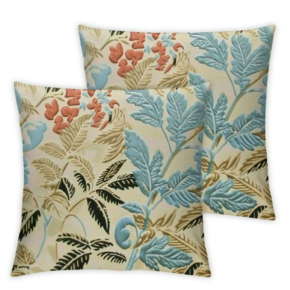 Beige Square Maple Leaf Pillow Embroidery Cut Velvet Cushion Case Luxury Modern Lumbar Throw Pillow Cover Decorative Pillow for Couch Sofa Living Room Bedroom Car