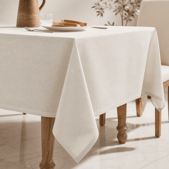 Beige Square Table Cloth 55 X 55 Inch Small Linen Tablecloth For 4 Foot Washable Heavy Duty Neutral Farmhouse Thick Faux Burlap Textured Dining Holiday Party