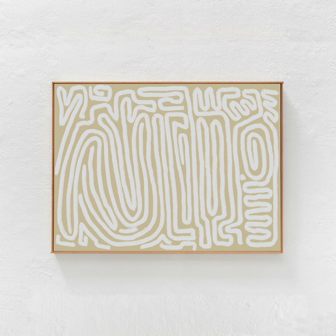 Beige Squiggle Line Wall Art Print, Boho Decor Unframed Paper Print ...