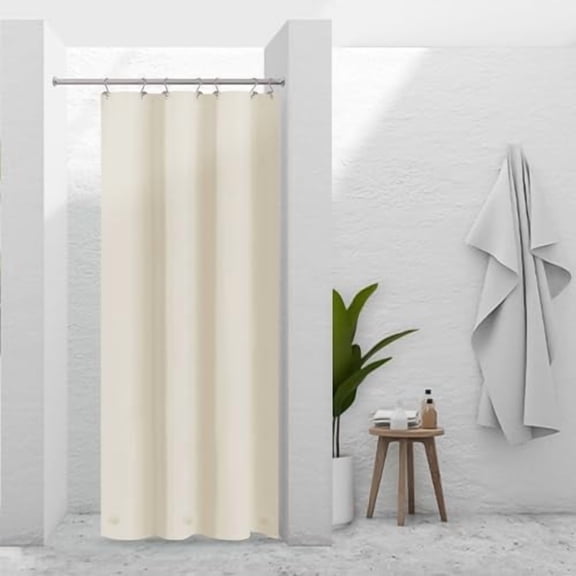 Beige Stall Shower Curtain Liner 36" W x 72" H - Waterproof PEVA Plastic Shower Liner for Small Bathroom Stall, Lightweight Bath Curtain with 3 Magnets & Metal Grommets - Beige