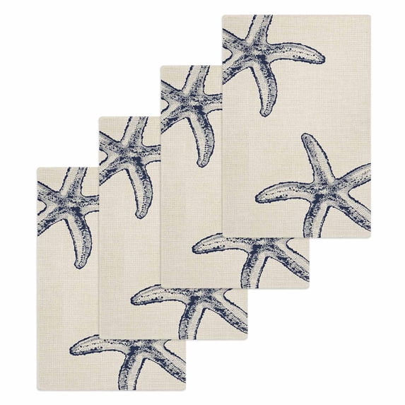 Beige Starfish Coastal Kitchen Dish Towels for Drying Dishes Set of 4, Seaside Nautical Summer Rustic Waffle Weave Microfiber Hand Tea Bathroom Towels Quick Dry & Absorbent Towel 15.7x23.6
