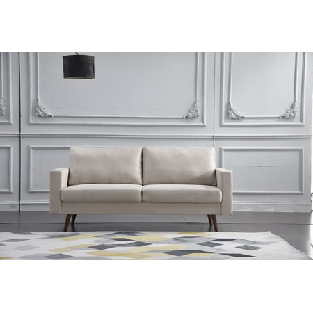 Beige Stationary Fabric Basic Sofa