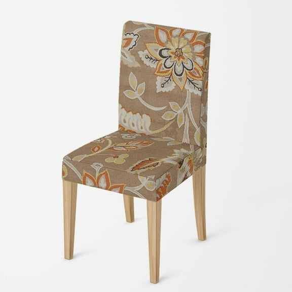 Beige Stretchy Parson Chair Slipcovers for Dining Room Chair seat Covers Chair Protectors for Party Pet Protection Universal Fit Soft Polyester (Set of 4, Orange Flowers)