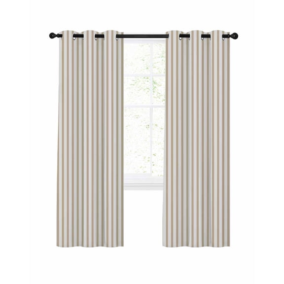Beige Stripe Blackout Curtains 2 Panels Set Modern Minimalist Classic Vertical Stripes Lines Thermal Insulated Privacy Black Out Drapes Window Curtain for Living Room Bedroom 52 x 84 Inch
