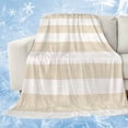 thumbnail image 1 of Beige Stripe Cooling Blanket,Lightweight Breathable Summer Throw Blanket with Double Sided Cold Effect,Vintage Country Geometric Linen Texture Picnic Blankets Bed Sheet for Hot Sleepers 60"x80", 1 of 8