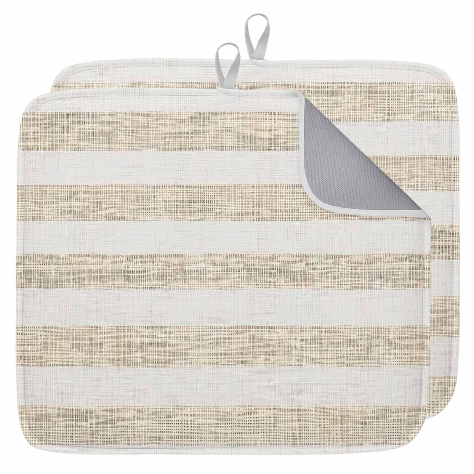 Beige Stripe Dish Drying Mat for Kitchen Counter,Vintage Country ...