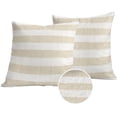 thumbnail image 1 of Beige Stripe Outdoor Pillow Covers 16x16 Set of 2,Waterproof Patio Throw Pillowcase Protectors,Vintage Country Geometric Linen Texture Decorative Pillow Shams Cushion Covers for Seat Bed Couch Sofa, 1 of 8