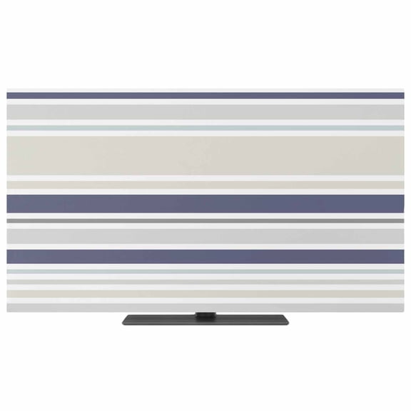 Beige Stripe TV Dust Cover,Stretchable TV Screen Desktop Computer Protector Cover,Modern Abstract Art Navy Blue Striped Rustic Television Dustproof Slipcover for 19–24 Inch Flat or Curved TVs