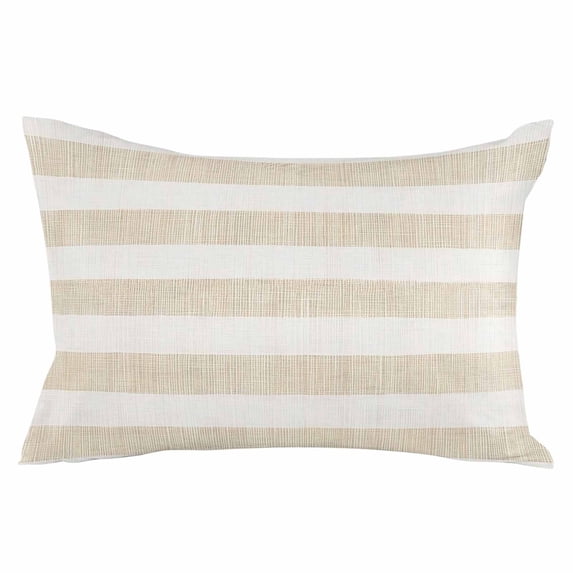 Beige Stripe Throw Pillow Cover 16 x 24 Inch Decorative Pillow Cover Vintage Country Geometric Linen Texture Lumbar Pillowcase Seasonal Rectangle Cushion Case for Couch Sofa Bed Living Room