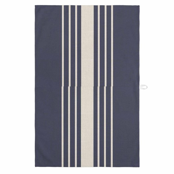 Beige Striped 1 Pack Kitchen Towel, Water Absorbent Dish Towel, Midnight Blue Geometric Simple Retro Decorative Hand Towels - Quick Drying Cloth for Cooking Baking, 18x28 Inch