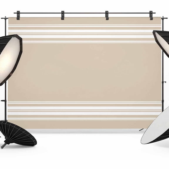 Beige Striped Backdrop for Photography,Fabric Photo Background Backdrop,Farmhouse Luxurious White Stripes Modern Abstract Art Photo Booth Background for Portrait Photoshoot Video Wedding Banner 7x5ft