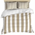 thumbnail image 1 of Beige Striped Duvet Cover Set, Modern Farmhouse Beige White Stripes Soft Duvet Cover Twin Size Bedding Set 4 Pieces, 1 Quiltcover and 2 Pillowcases with Zipper, 1 Bed Sheet for All Seasons, 1 of 9