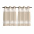 thumbnail image 1 of Beige Striped Kitchen Curtains Short 45 Inch Length, Farmhouse Luxurious White Stripes Modern Abstract Art Bedroom Living Room Curtains, Light Filtering Cafe Curtain Drapes 2 Panels Set 84''x45'', 1 of 9