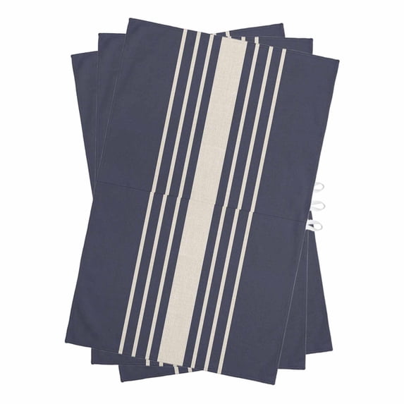 Beige Striped Kitchen Towels Set of 3, Water Absorbent Dish Towel, Midnight Blue Geometric Simple Retro Decorative Hand Towels - Quick Drying Cloth for Cooking Baking, 18x28 Inch