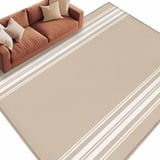 Beige Striped Large Area Rugs for Bedroom Living Room, Non Slip Carpet ...