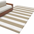 thumbnail image 1 of Beige Striped Large Area Rugs for Bedroom Living Room, Soft Non Slip Carpet Bedside Rug, Modern Farmhouse Beige White Stripes Rectangular Floor Cover Kitchen Accent Rug 2.7'x5' for Dining Room/Office, 1 of 9