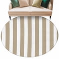 thumbnail image 1 of Beige Striped Large Area Rugs for Bedroom Living Room, Soft Non Slip Carpet Bedside Rug, Modern Farmhouse Beige White Stripes Round Floor Cover Kitchen Accent Rug 6' for Dining Room/Office, 1 of 9