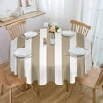 thumbnail image 1 of Beige Striped Round Tablecloth 60 Inch - Waterproof Fabric Table Cloth Protector, Modern Farmhouse Beige White Stripes Tablecloths Washable Table Cover for Kitchen Banquet Coffee Table, 1 of 6
