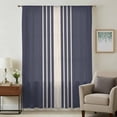 thumbnail image 1 of Beige Striped Sheer Curtains 84 Inches Long, Midnight Blue Geometric Simple Retro Light Filering Curtains, Breathable Simi Curtain Privacy Drapes for Living Room Bedroom Lightweight Window Treatment, 1 of 9