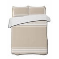 thumbnail image 1 of Beige Striped Summer Quilt Set Twin Size,Soft Quilted Bedding Set with 2 Pillow Shams,Farmhouse Luxurious White Stripes Modern Abstract Art All Season Bedspread Coverlet for Bedroom 68"x86", 1 of 6