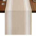 thumbnail image 1 of Beige Striped Table Runner 90 Inches Long,Farmhouse Luxurious White Stripes Modern Abstract Art Cotton Linen Table Runners Dresser Scarves,Tabletop Scarf Furniture Cover for Home Dinner Party 13"x90", 1 of 8