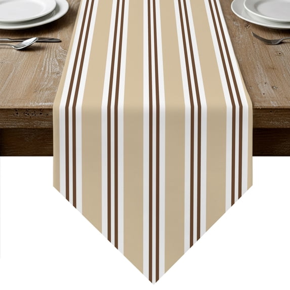 Beige Striped Table Runner Linen Burlap Table Runner 70 Inches Long ...